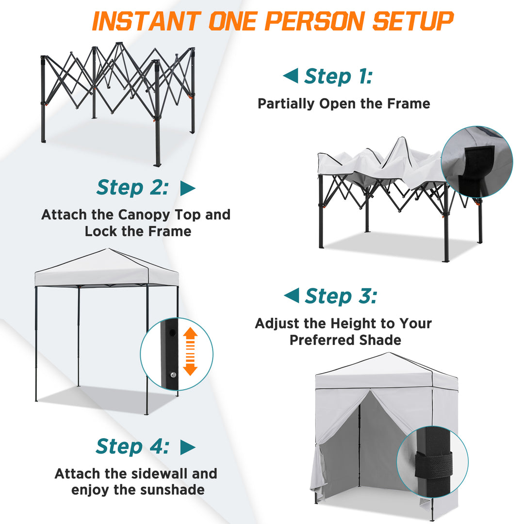 COOS BAY Pop Up Canopy Tent 6x4 with Four Removable Sun Walls