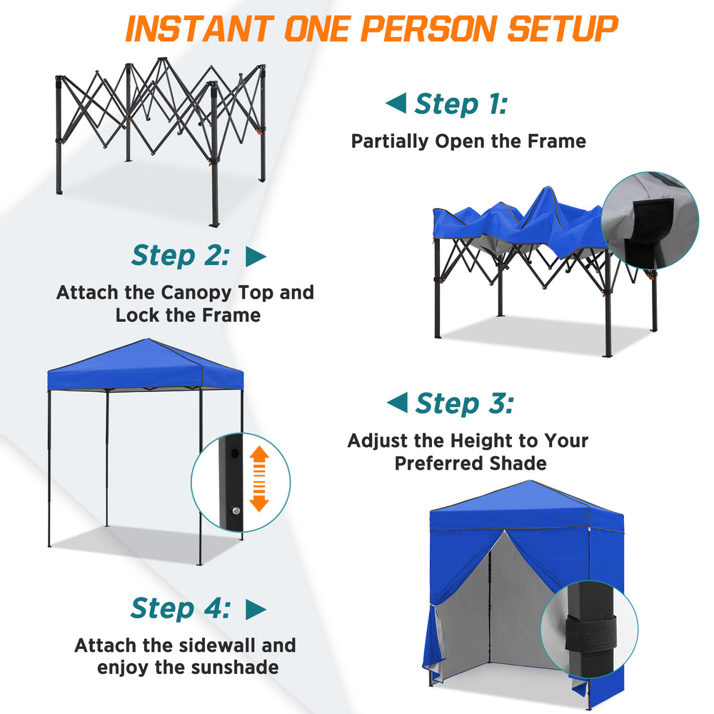 COOS BAY Pop Up Canopy Tent 6x4 with Four Removable Sun Walls