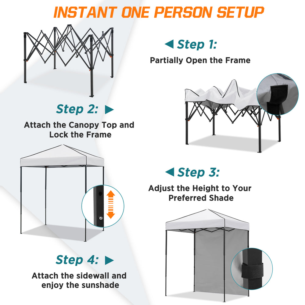 COOS BAY Pop Up Canopy Tent 6x4 with One Removable Sun Wall