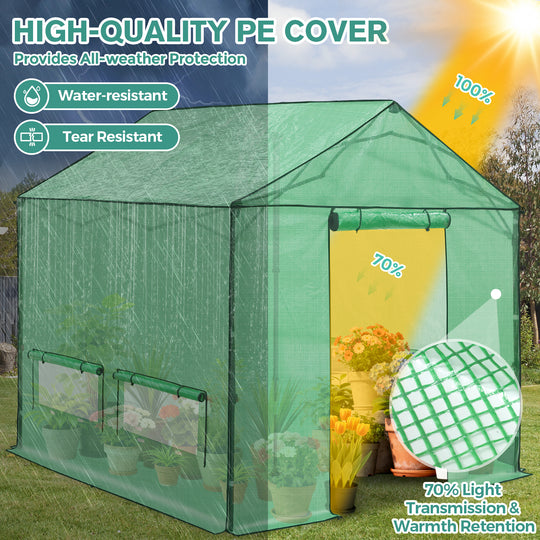 COOS BAY 6x6/ 6x8/8x8 /10x10/12x8 FT Pop Up Greenhouse with Power Access Openings