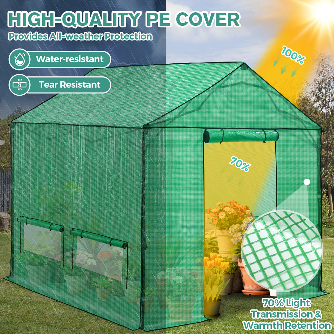 6x6/ 8x8 /10x10 FT Portable Walk-in Greenhouse with Power Access Ports