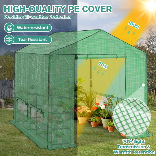 COOS BAY 6x6/ 6x8/8x8 /10x10/12x8 FT Pop Up Greenhouse with Power Access Openings