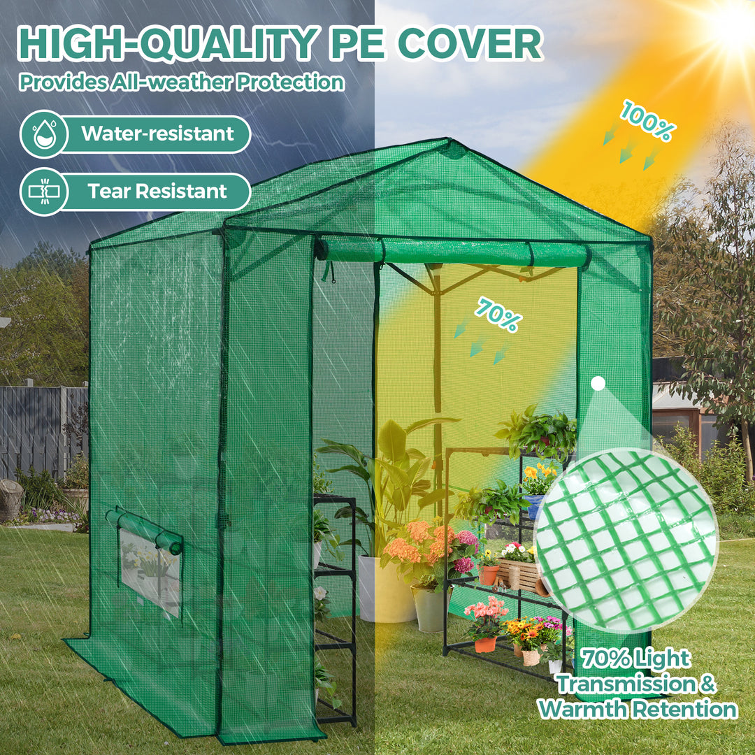 6x6/ 8x8 /10x10 FT Portable Walk-in Greenhouse with Power Access Ports