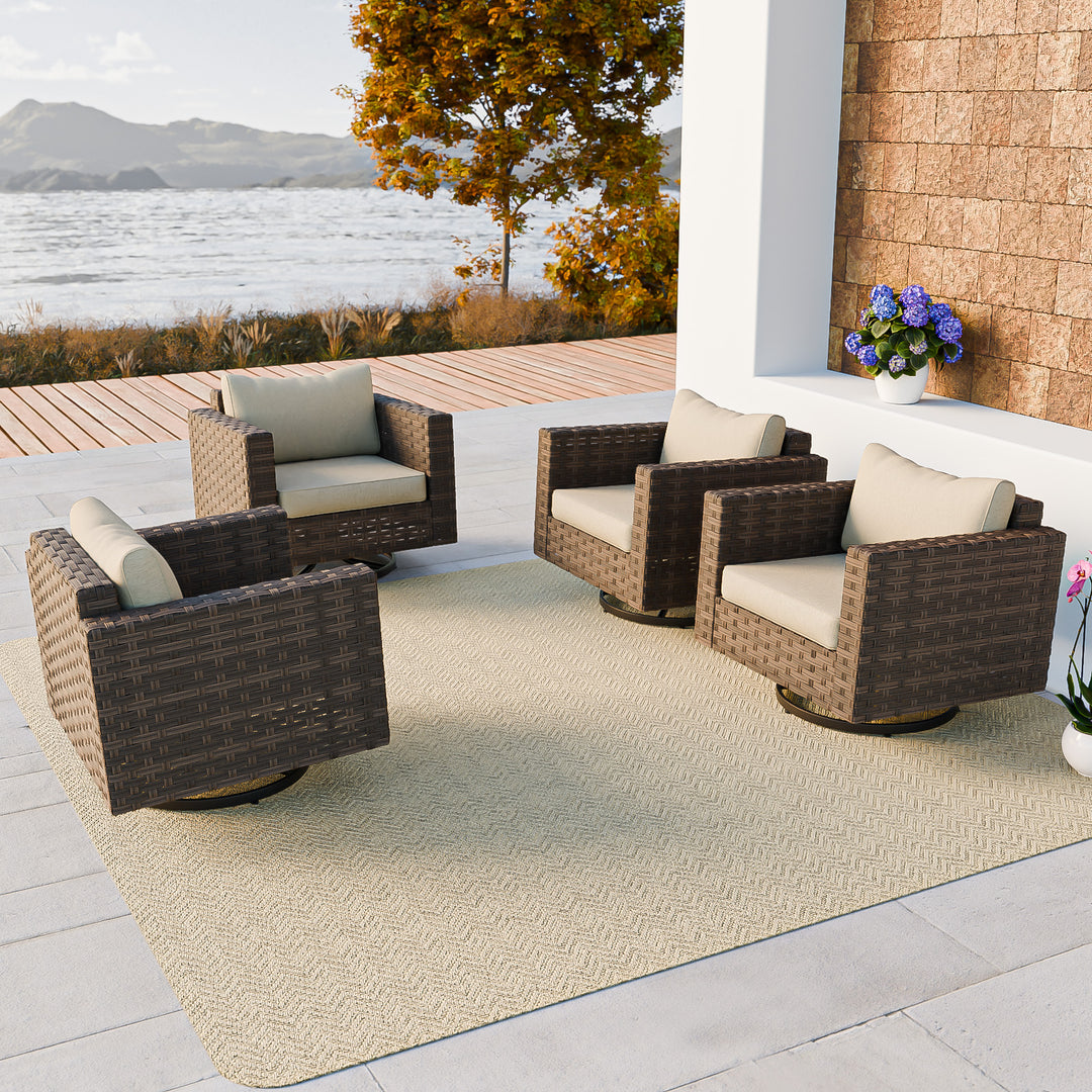 COOS BAY Lanai Chic Outdoor Swivel Rocking Chair, Set of 1, 2, 4