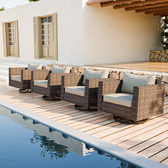 COOS BAY Lanai Chic Outdoor Swivel Rocking Chair, Set of 1, 2, 4