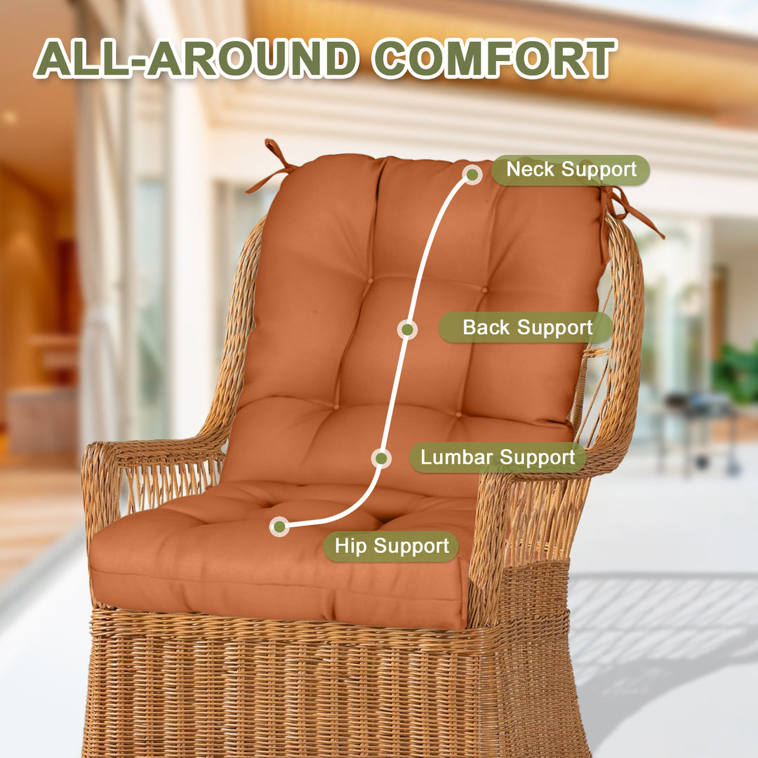 COOS BAY Tufted High Back Chair Cushions, 42x21 Inch, Set of 2