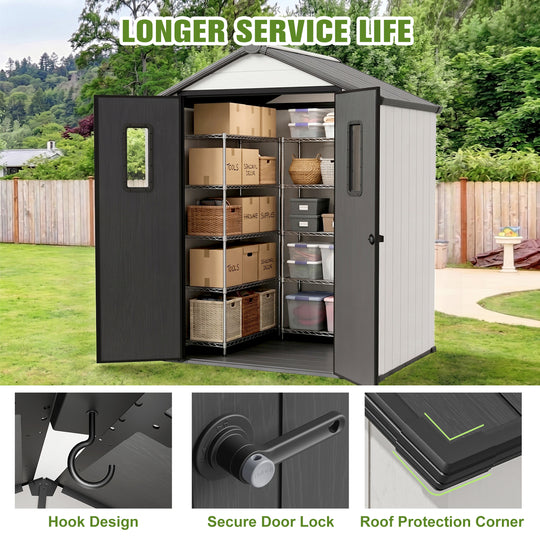 COOS BAY 8x6/8x8/5x3/6x4 Outdoor Storage Shed with Floor, Lockable Doors