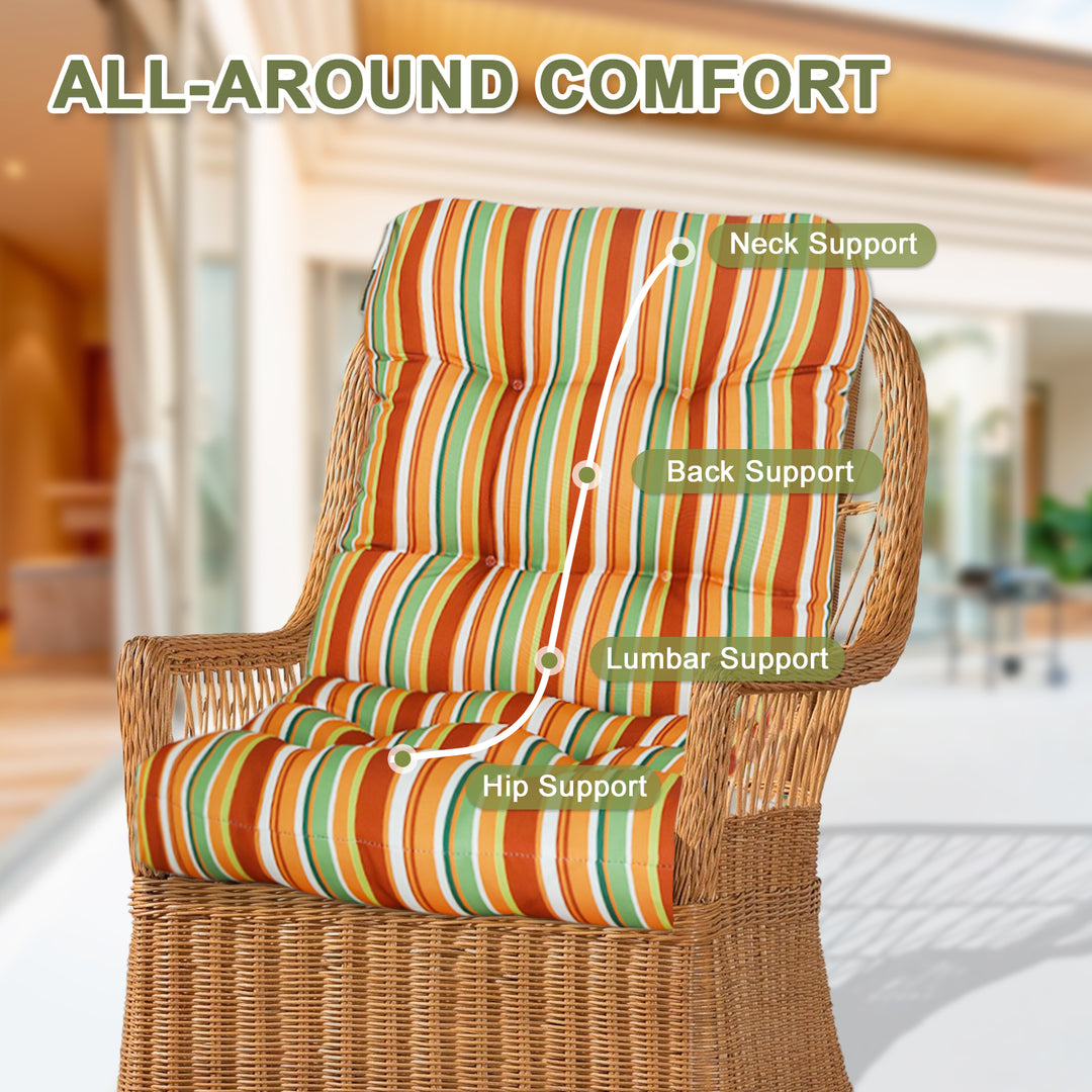 COOS BAY Tufted High Back Chair Cushions, 42x21 Inch, Set of 2