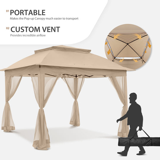 COOS BAY 11x11 Pop Up Gazebo with Mesh Netting