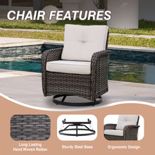 Load image into Gallery viewer, COOS BAY 3-Piece Outdoor Wicker Swivel Rocker Chair Bistro Set