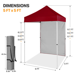 COOS BAY 5x5 Outdoor Portable Canopy Tent with One Removable Sunwall