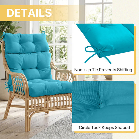 COOS BAY Outdoor Chair Cushions High Back 46x22 Inch, 2 Pack