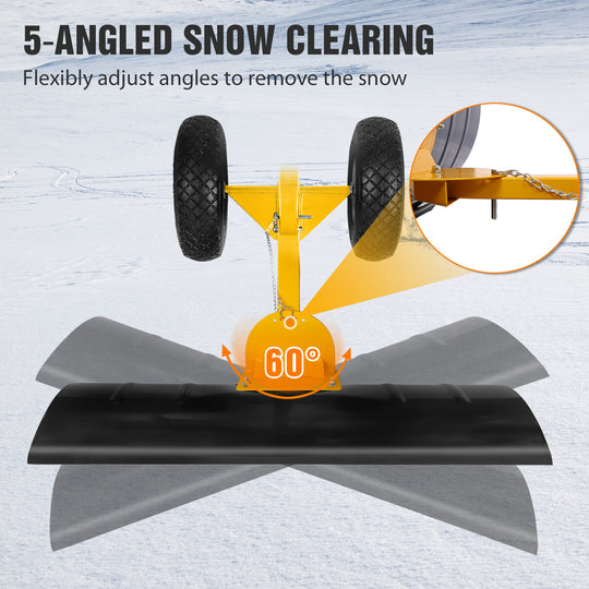 COOS BAY Wheeled Snow Shovel Single/Double Rod Snow Pusher with Adjustable Angle