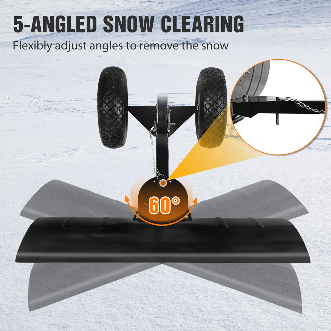 COOS BAY Wheeled Snow Shovel Single/Double Rod Snow Pusher with Adjustable Angle