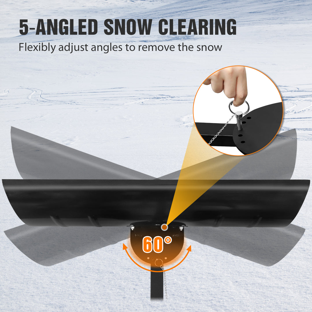 COOS BAY Wheeled Snow Shovel Single/Double Rod Snow Pusher with Adjustable Angle