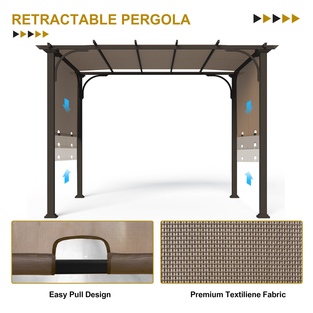 COOS BAY Outdoor Pergola 10x10 with Retractable Textilene Canopy