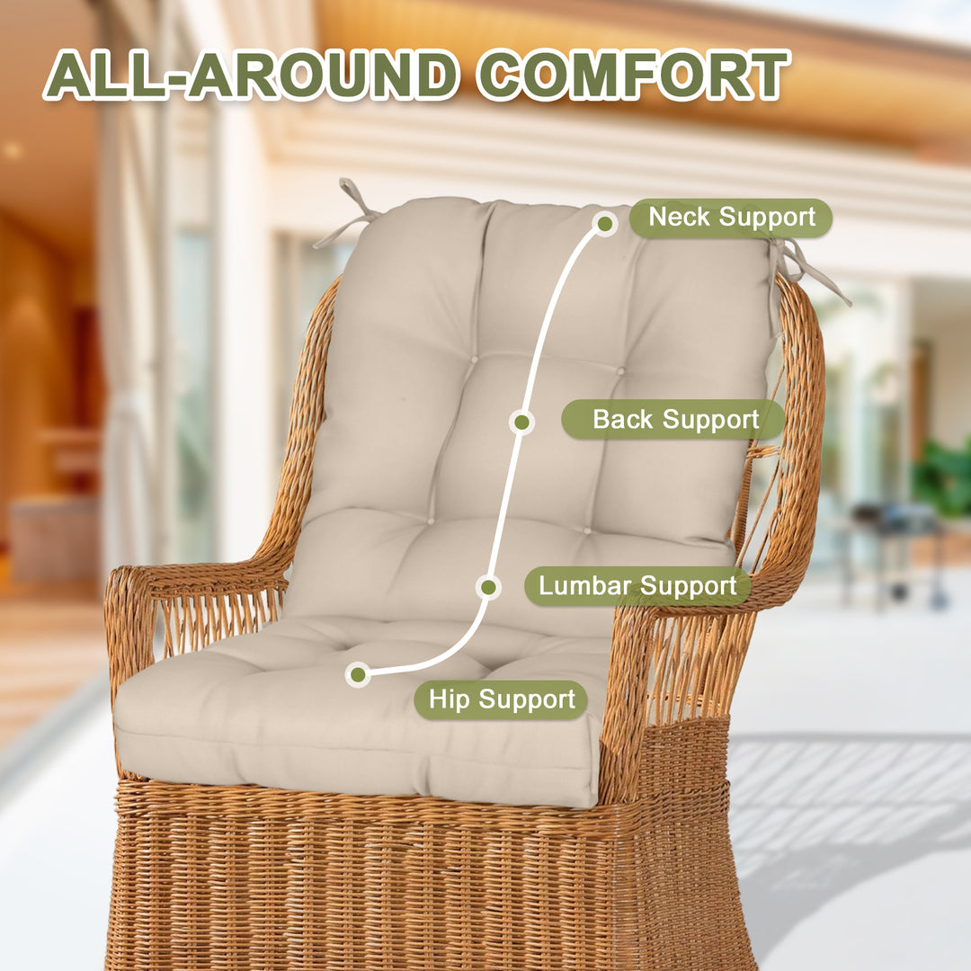 COOS BAY Tufted High Back Chair Cushions, 42x21 Inch, Set of 2