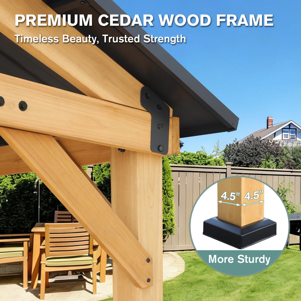 11x13/13x15 Hardtop Gazebo with Cedar Wood Frame