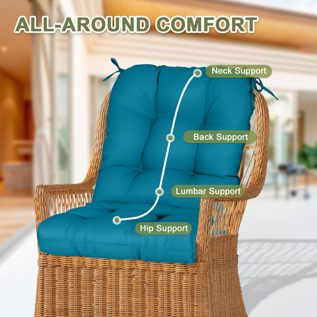 COOS BAY Tufted High Back Chair Cushions, 42x21 Inch, Set of 2