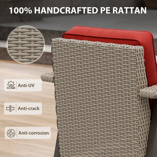 COOS BAY Rustic Hideaway Outdoor Swivel 3-Piece Rocker Patio Chairs and Table Set, Beige/Beige, Tan, Dark Blue, Black, Red