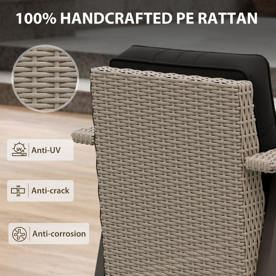 Rustic Hideaway 2-Piece Outdoor Swivel Rocker Patio Chair and Table Set, Beige/Beige, Black, Dark Blue, Red, Tan