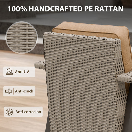 COOS BAY Rustic Hideaway Outdoor Swivel 3-Piece Rocker Patio Chairs and Table Set, Beige/Beige, Tan, Dark Blue, Black, Red