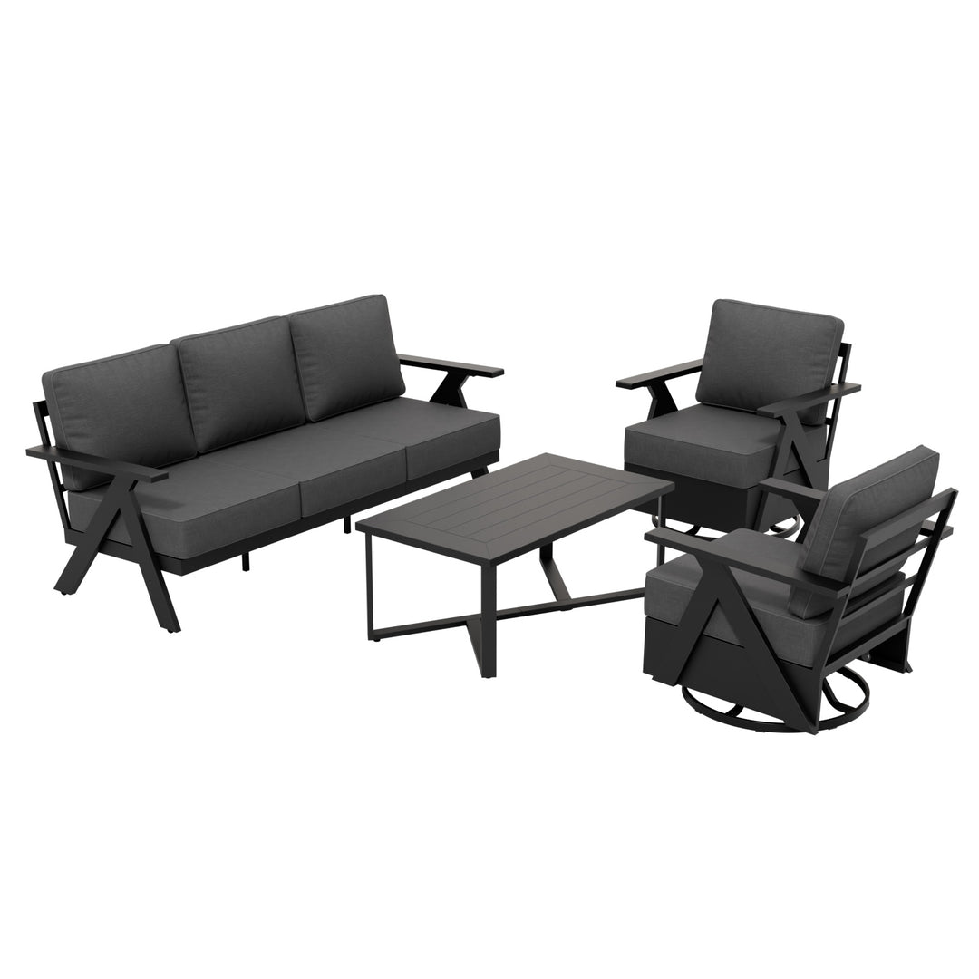 COOS BAY Iron Luxe Modern Outdoor 4 Piece Patio Furniture Set