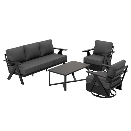 COOS BAY Iron Luxe Modern Outdoor 4 Piece Patio Furniture Set