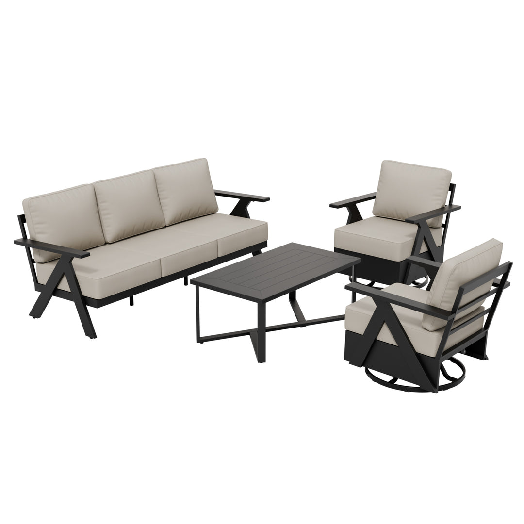COOS BAY Iron Luxe Modern Outdoor 4 Piece Patio Furniture Set