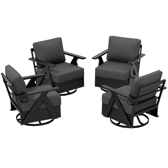 COOS BAY Iron Luxe Modern Outdoor Swivel Rocking Chairs Set of 2/4