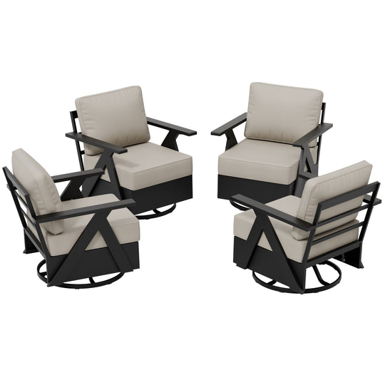 COOS BAY Iron Luxe Modern Outdoor Swivel Rocking Chairs Set of 2/4