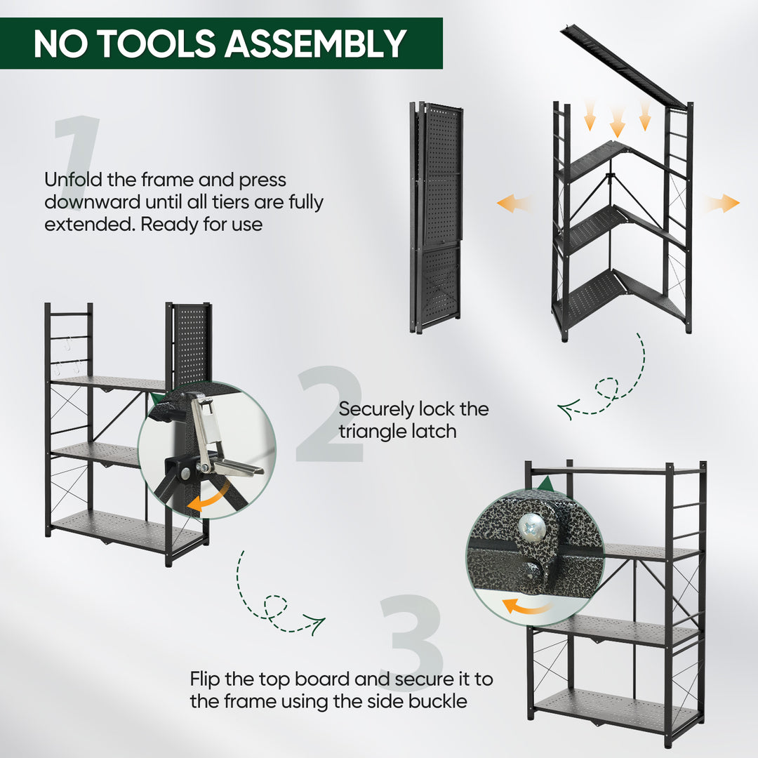 4 Tier Foldable Greenhouse Shelf, 1/2 Pack, Black