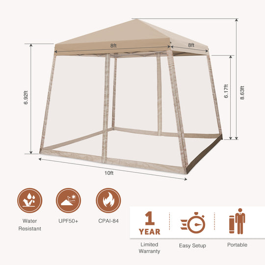 COOS BAY 10' x 10' Slant Leg Pop Up Canopy Tent (8x8 Top)