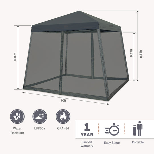 COOS BAY 10' x 10' Slant Leg Pop Up Canopy Tent (8x8 Top)