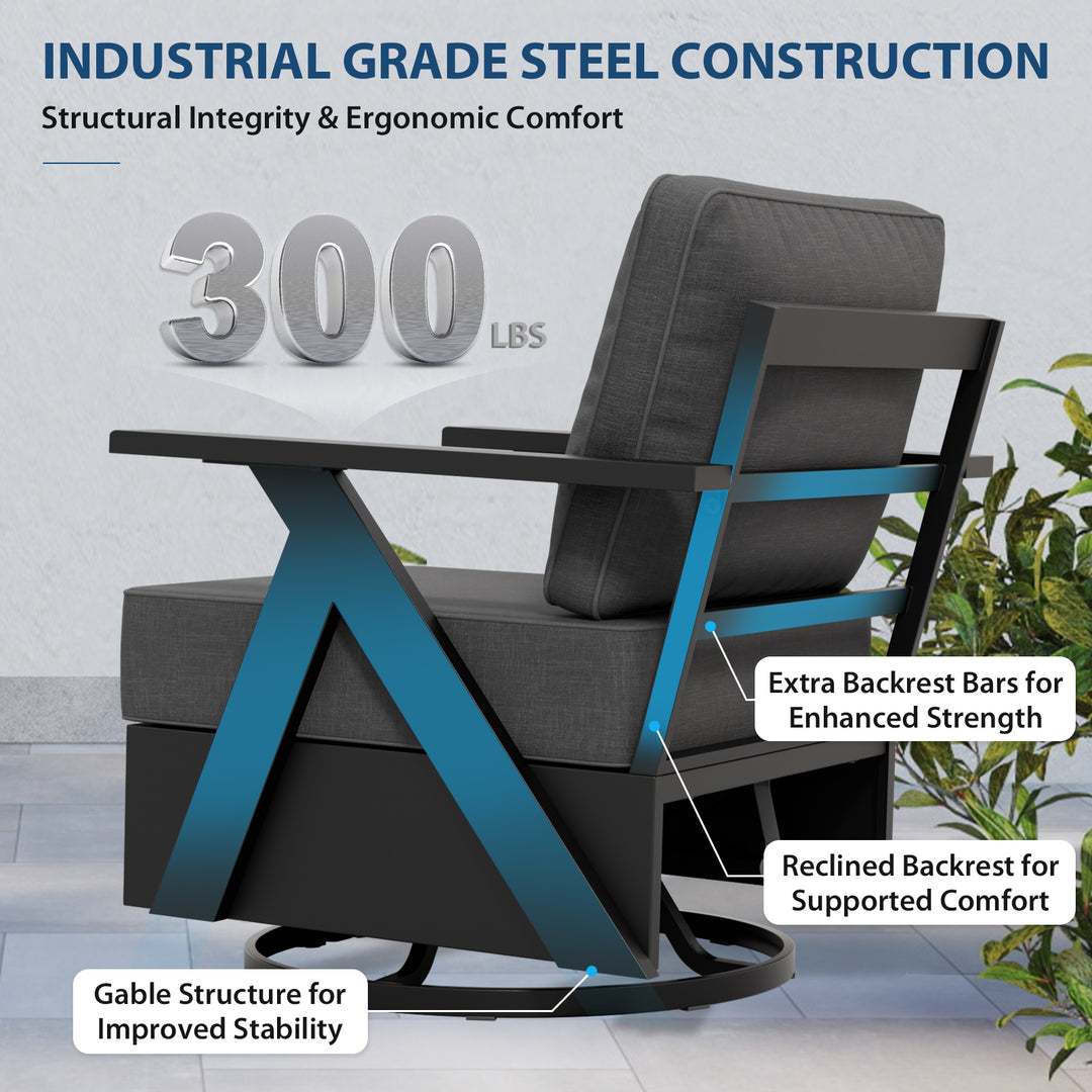 COOS BAY Iron Luxe Modern 3 Piece Outdoor Bistro Set