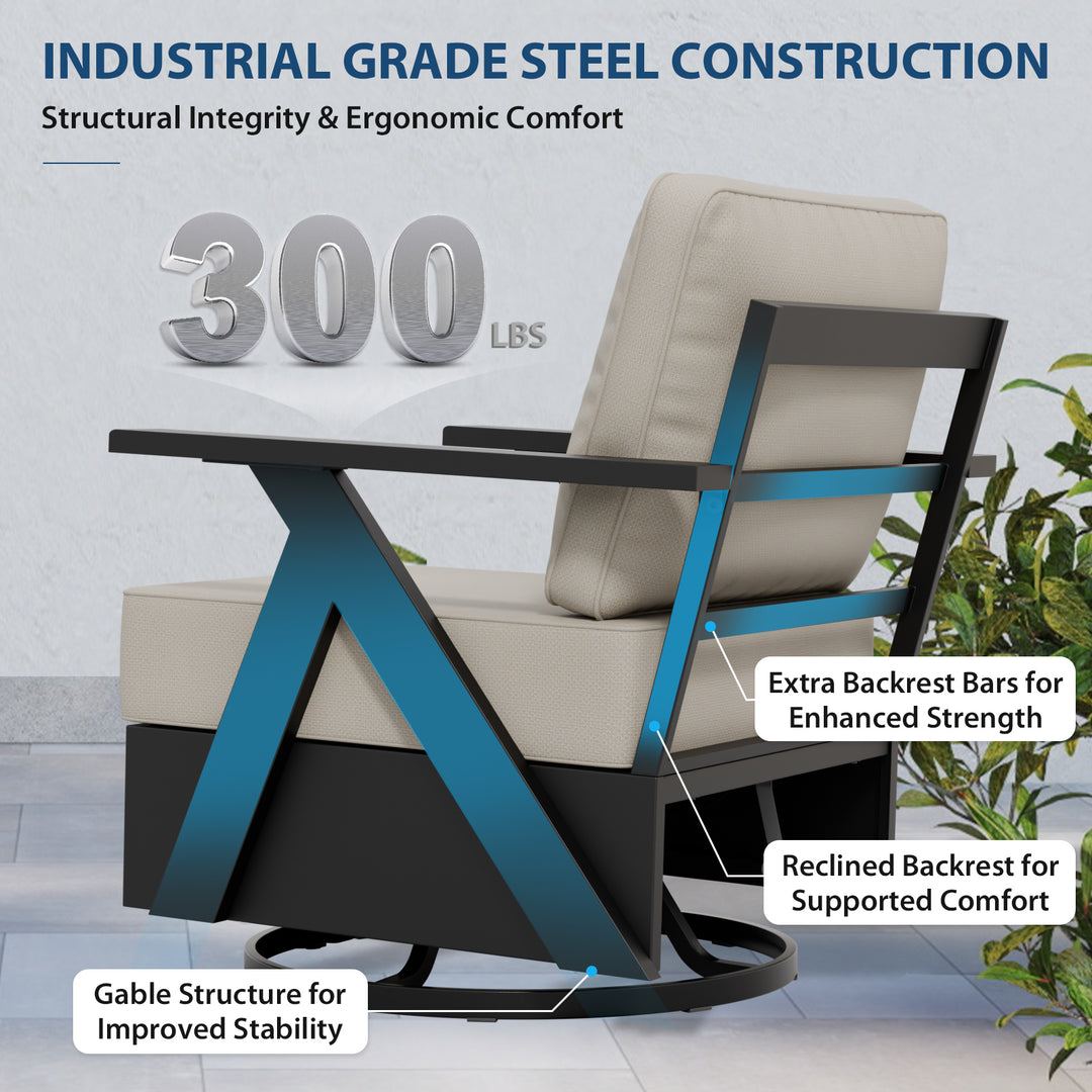 COOS BAY Iron Luxe Modern Outdoor 4 Piece Patio Furniture Set