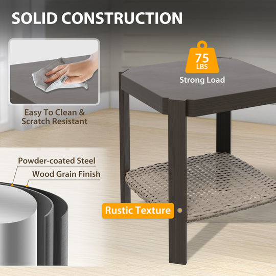 Rustic Hideaway Outdoor Patio Side Table, Beige/Brown