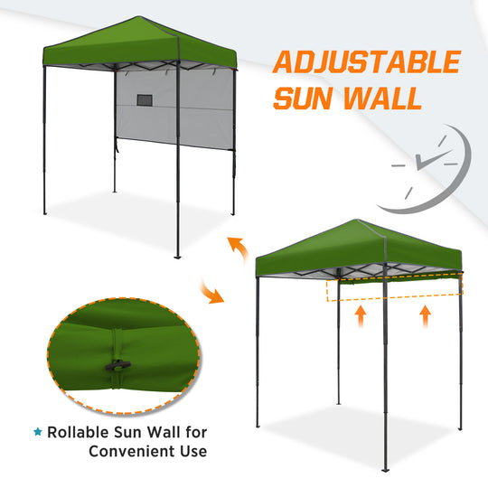 COOS BAY Pop Up Canopy Tent 6x4 with Adjustable Sun Wall