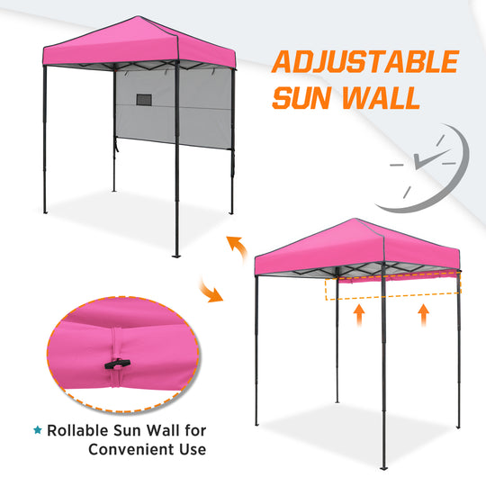 COOS BAY Pop Up Canopy Tent 6x4 with Adjustable Sun Wall