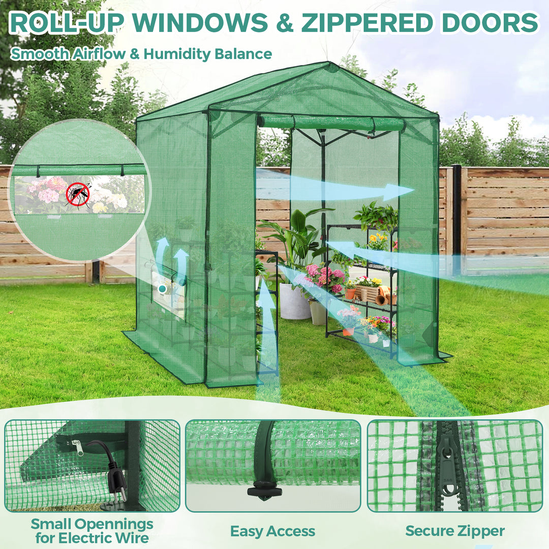 COOS BAY 6x6/ 6x8/8x8 /10x10/12x8 FT Pop Up Greenhouse with Power Access Openings