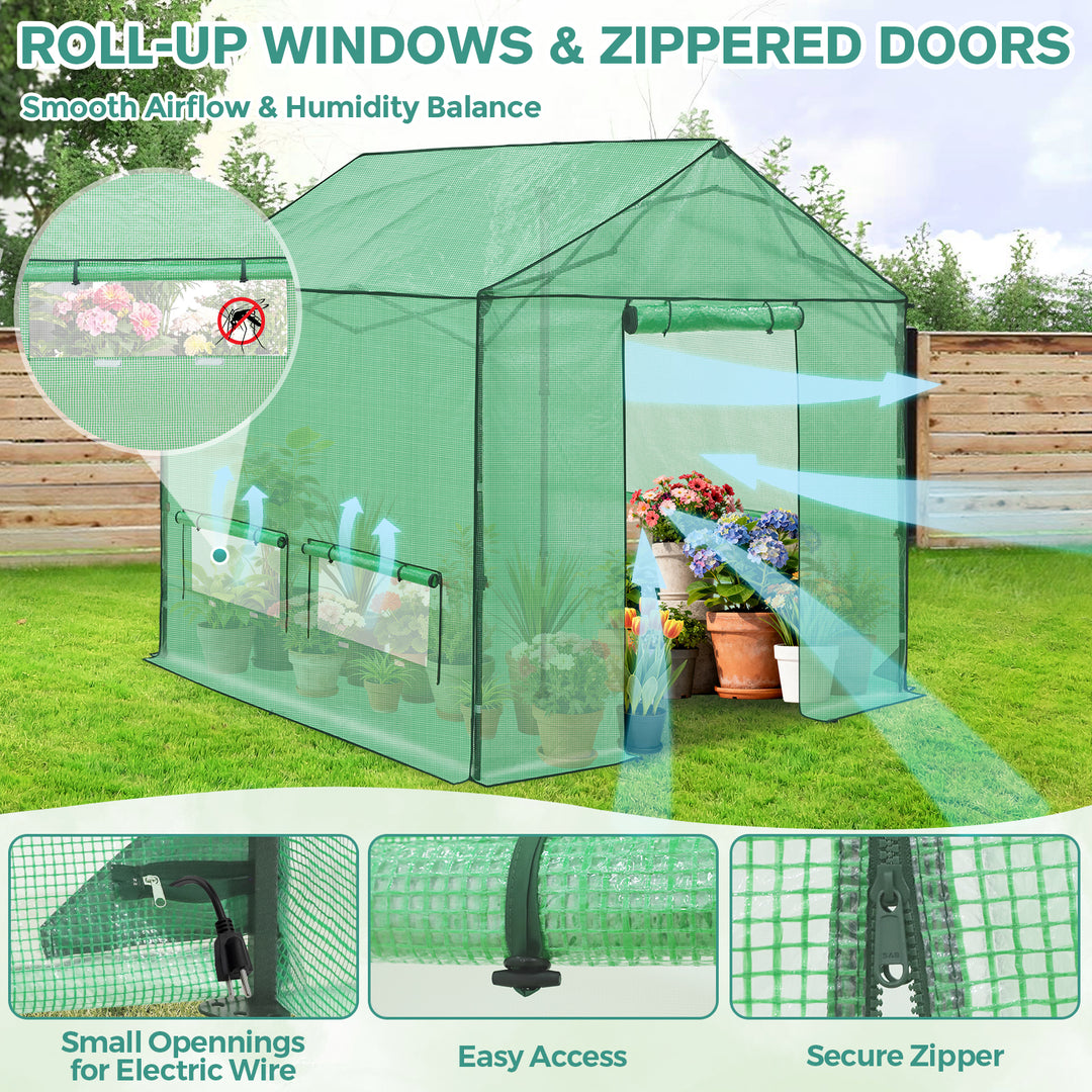 COOS BAY 6x6/ 6x8/8x8 /10x10/12x8 FT Pop Up Greenhouse with Power Access Openings