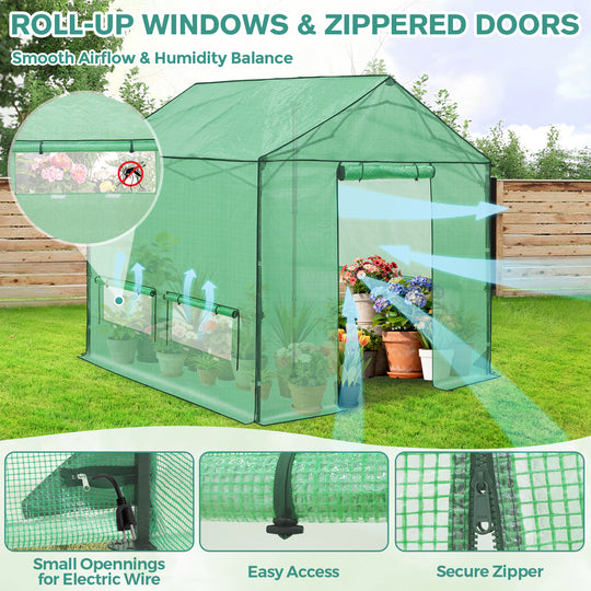 COOS BAY 6x6/ 6x8/8x8 /10x10/12x8 FT Pop Up Greenhouse with Power Access Openings