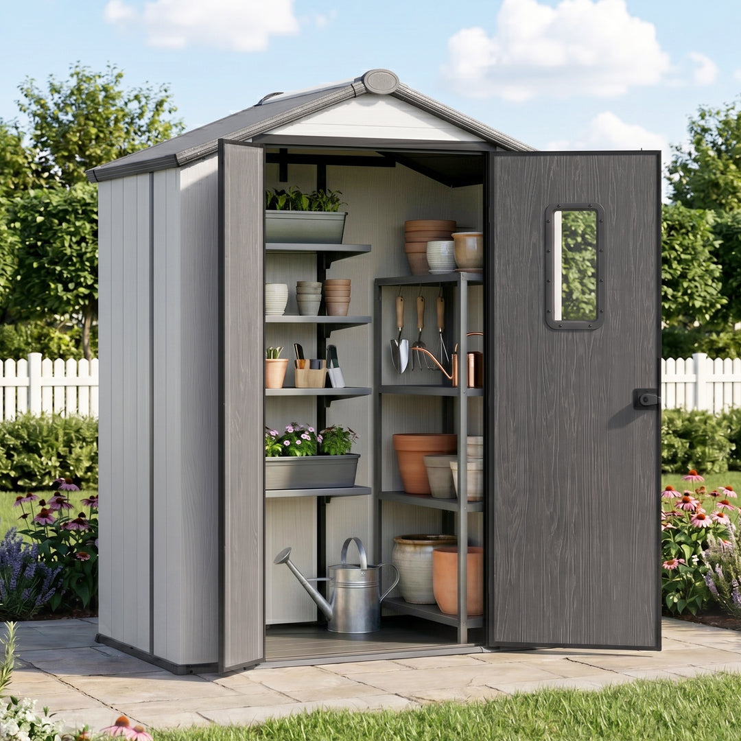 COOS BAY 8x6/8x8/5x3/6x4 Outdoor Storage Shed with Floor, Lockable Doors