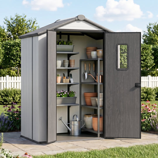 COOS BAY 8x6/8x8/5x3/6x4 Outdoor Storage Shed with Floor, Lockable Doors
