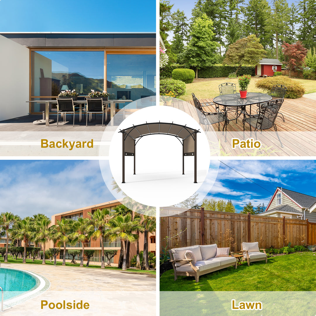 COOS BAY Outdoor Patio Pergola 11.4x11.4 ft with Retractable Textilene Canopy Top