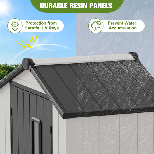 COOS BAY 8x6/8x8/5x3/6x4 Outdoor Storage Shed with Floor, Lockable Doors
