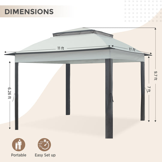 COOS BAY 11x11 Replacement Gazebo Top with Air Vent Sunshade Polyester Top Cover Only