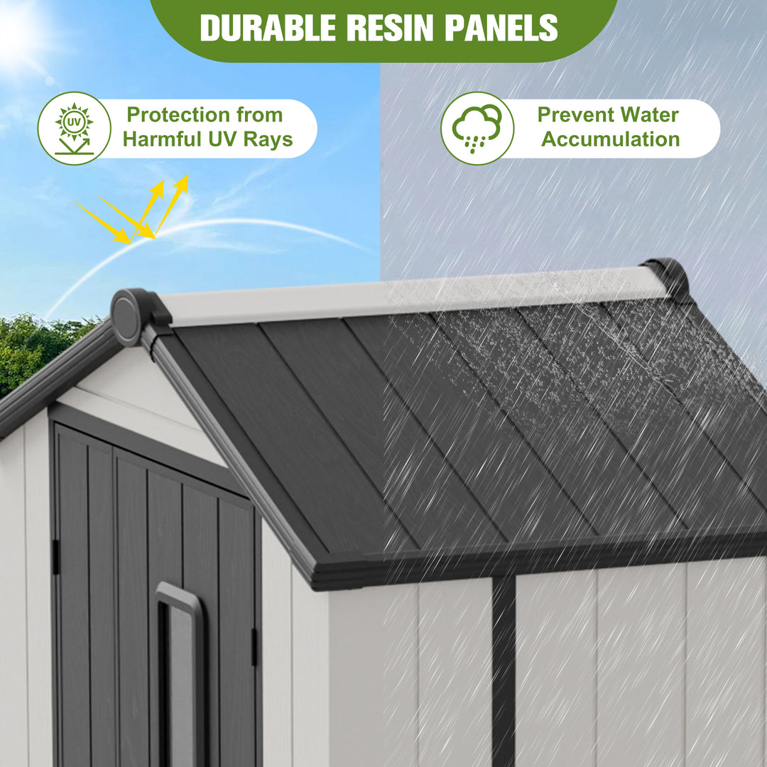 COOS BAY 8x6/8x8/5x3/6x4 Outdoor Storage Shed with Floor, Lockable Doors