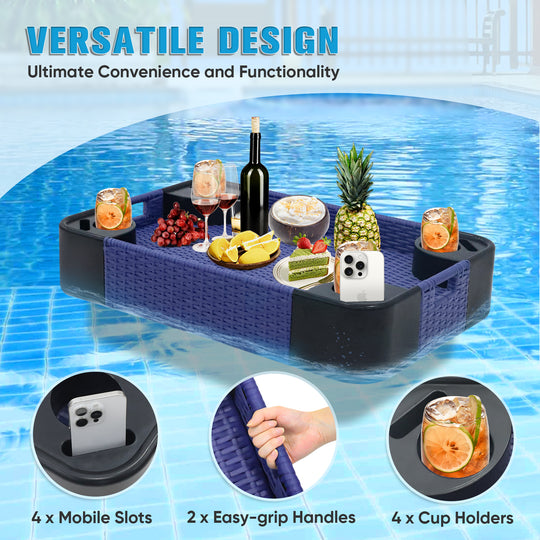 COOS BAY 35''x24'' Rectangular Floating Drink Holder for Pool and Hot Hub