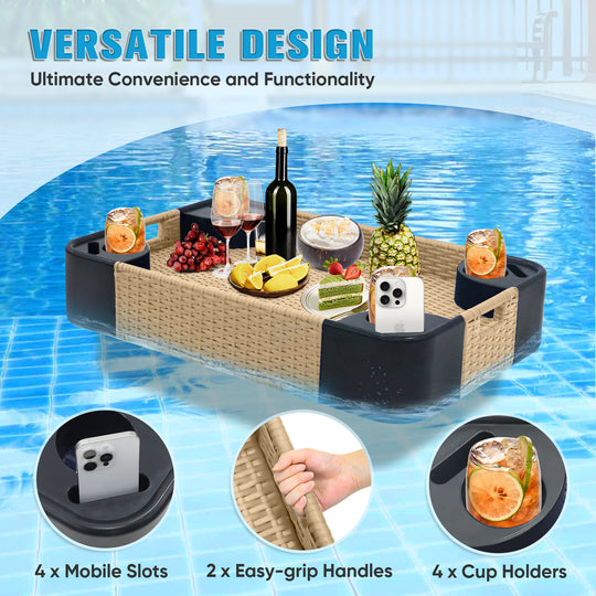 COOS BAY 35"x24" Rectangular Floating Drink Holder for Pool and Hot Hub
